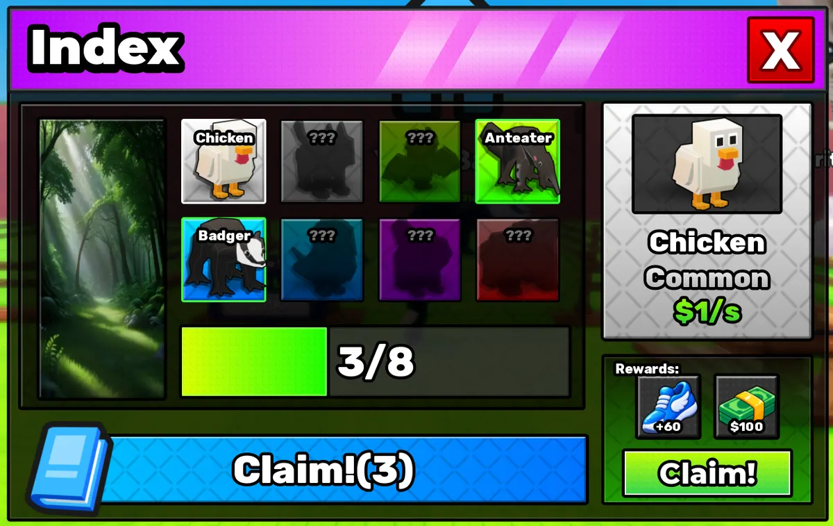 Forest collection tab in the Break and Steal an Egg Index